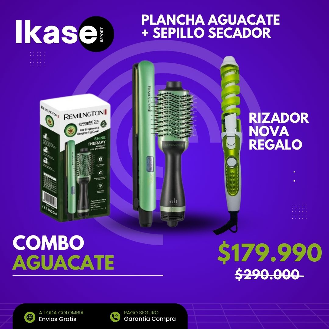 ✨Combo  Aguacate : ¡Cepillo secador, Plancha y Rizador nova de regalo! ✨